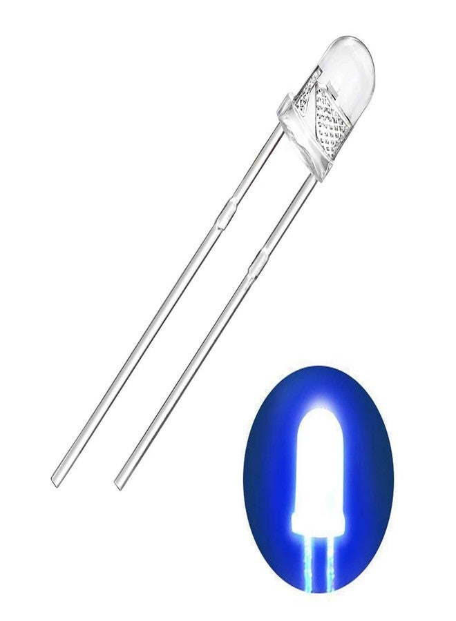 Wizzo (Pack of 100 Pieces (3mm) Transparent Blue Super Bright LED, 3V DC 2 Pin Light Emitting Diode, Multipurpose, For Science Projects DIY Hobby Kit (BLUE) - Image 1